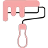 A paint roller with pink paint