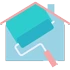 Graphic of a paint roller on a house