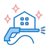 Graphic of a pressure washer nozzle pointed at a house